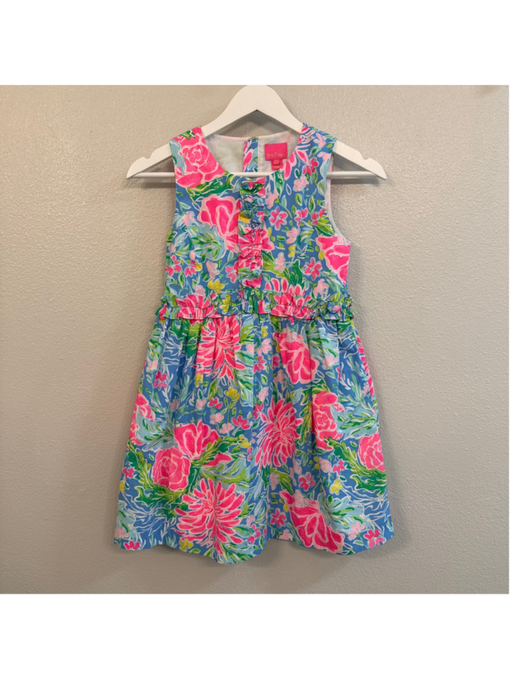Lilly Pulitzer Girls Annalee Fit Flare Dress Bunny Business Pineapple Size 12